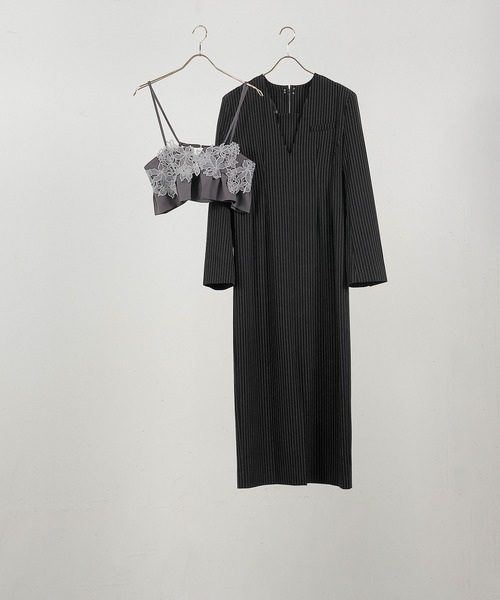 ストライプテーラード ビスチェ ドレス 2点セット パーティー 結婚式