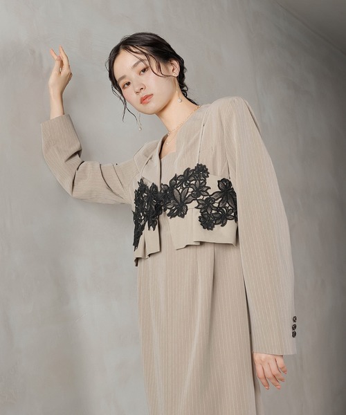 ストライプテーラード ビスチェ ドレス 2点セット パーティー