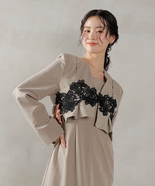 セール】ストライプテーラード ビスチェ ドレス 2点セット パーティー