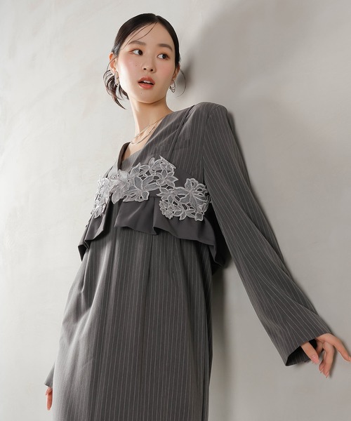 ストライプテーラード ビスチェ ドレス 2点セット パーティー