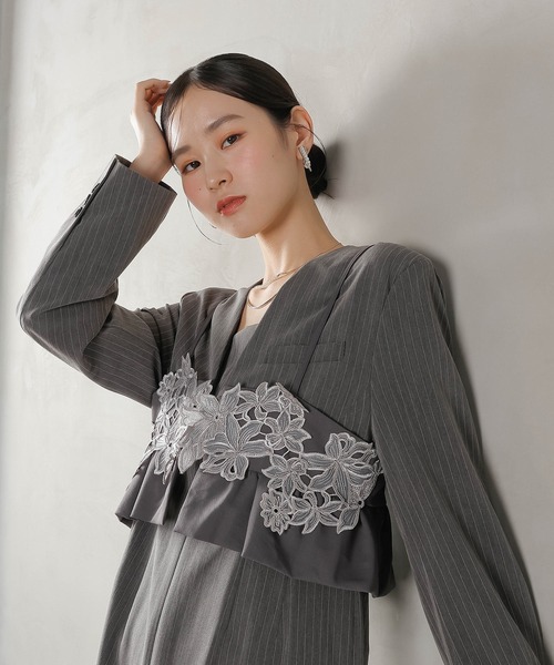 ストライプテーラード ビスチェ ドレス 2点セット パーティー