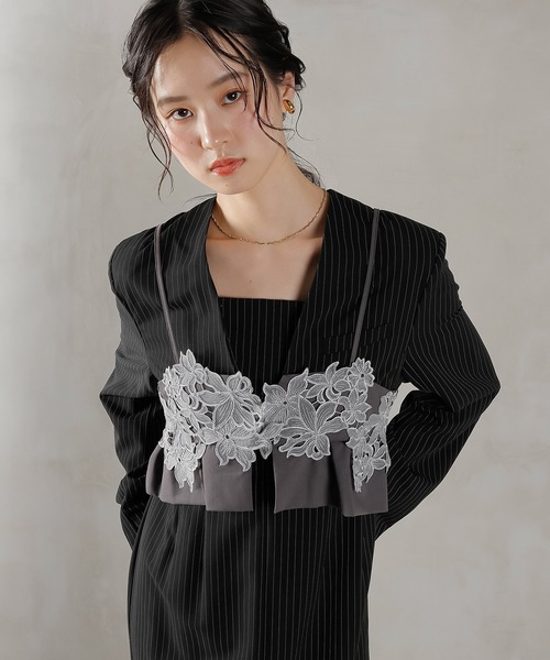 セール】ストライプテーラード ビスチェ ドレス 2点セット パーティー