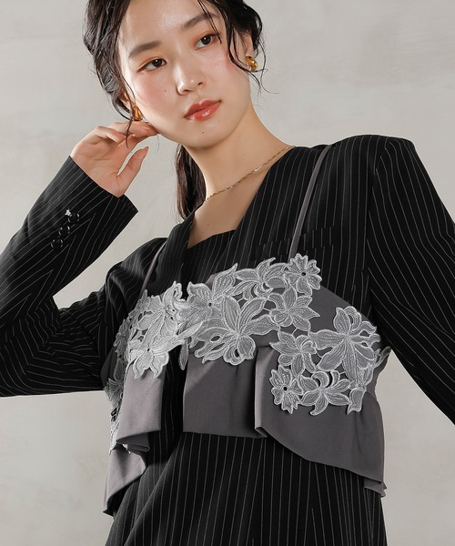 セール】ストライプテーラード ビスチェ ドレス 2点セット パーティー