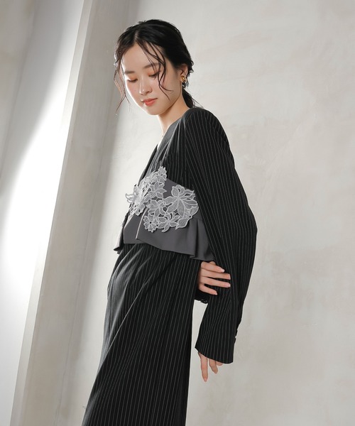 セール】ストライプテーラード ビスチェ ドレス 2点セット パーティー