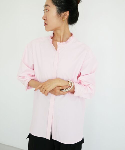 le.coeur blanc（ルクールブラン）の「プリーツカラーシャツ（シャツ/ブラウス・レディース・ピンク/ブルー系その他3/ブルー/オフホワイト・38）」の5枚目の写真