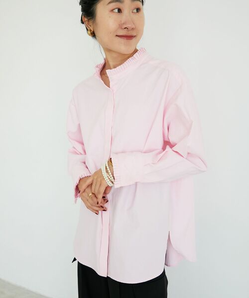 le.coeur blanc（ルクールブラン）の「プリーツカラーシャツ（シャツ/ブラウス・レディース・ピンク/ブルー系その他3/ブルー/オフホワイト・38）」の6枚目の写真