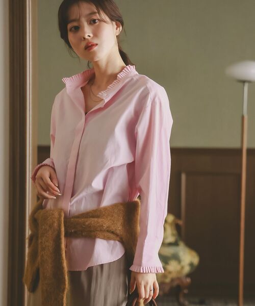 le.coeur blanc（ルクールブラン）の「プリーツカラーシャツ（シャツ/ブラウス・レディース・ピンク/ブルー系その他3/ブルー/オフホワイト・38）」の8枚目の写真