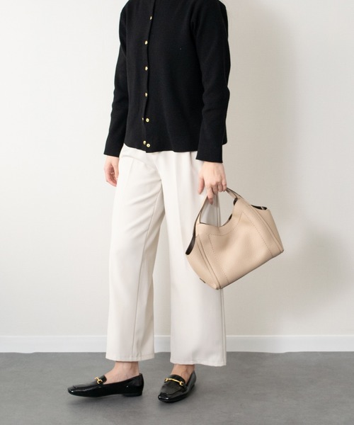 LORISTELLA(ロリステッラ)の「【LORISTELLA】シュリンクレザーミディアムサイズバッグ(Q56481)(ハンドバッグ・レディース・ダークブラウン/ライトベージュ・ALL)」の4枚目の写真
