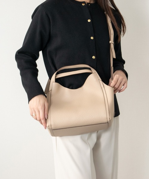 LORISTELLA(ロリステッラ)の「【LORISTELLA】シュリンクレザーミディアムサイズバッグ(Q56481)(ハンドバッグ・レディース・ダークブラウン/ライトベージュ・ALL)」の5枚目の写真