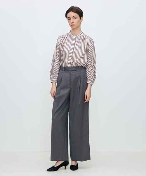 セール】ラメグレー タックワイドパンツ（スラックス）｜TOMORROWLAND