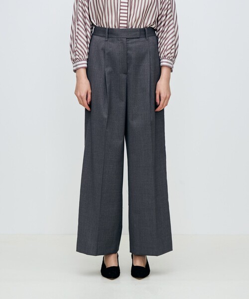 セール】ラメグレー タックワイドパンツ（スラックス）｜TOMORROWLAND