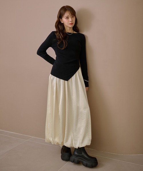 LAULEN(ローレン)の「gather balloon satin long skirt /ギャザーバルーンサテンロングスカート(スカート・レディース・ブラウン/アイボリー/ブラック・L/M/S)」の19枚目の写真