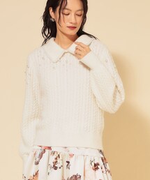 【COLLECTION LINE】衿付きパール調ニット