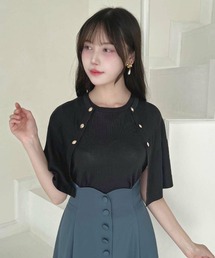 an another angelus | チェーン付きダブル釦2wayケープニット(ニット/セーター)