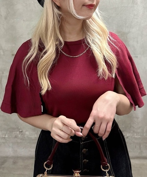 an another angelus（アンアナザーアンジェラス）の「チェーン付きダブル釦2wayケープニット（ニット/セーター・レディース・ライトベージュ/ブラック/ワインレッド・FREE）」の19枚目の写真