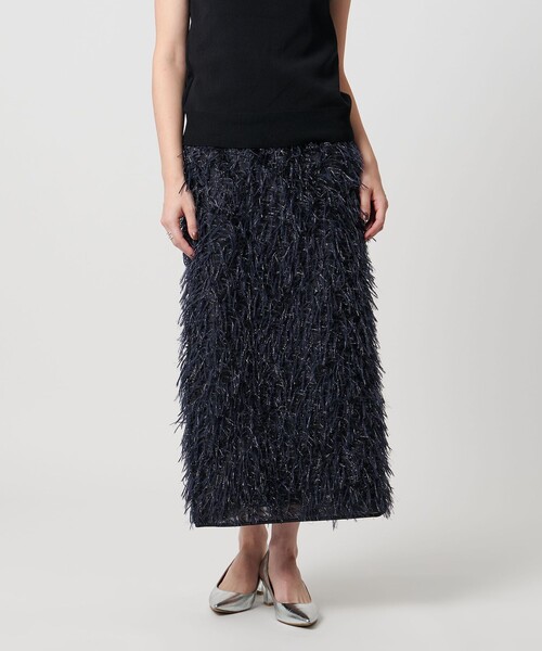 UNITED ARROWS(ユナイテッドアローズ)の「ヘアリー ラメ カットジャガード タイト スカート(スカート・レディース・ブラック/ネイビー・36/38)」の2枚目の写真