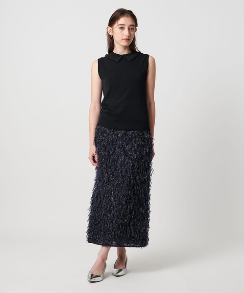 UNITED ARROWS(ユナイテッドアローズ)の「ヘアリー ラメ カットジャガード タイト スカート(スカート・レディース・ブラック/ネイビー・36/38)」の7枚目の写真