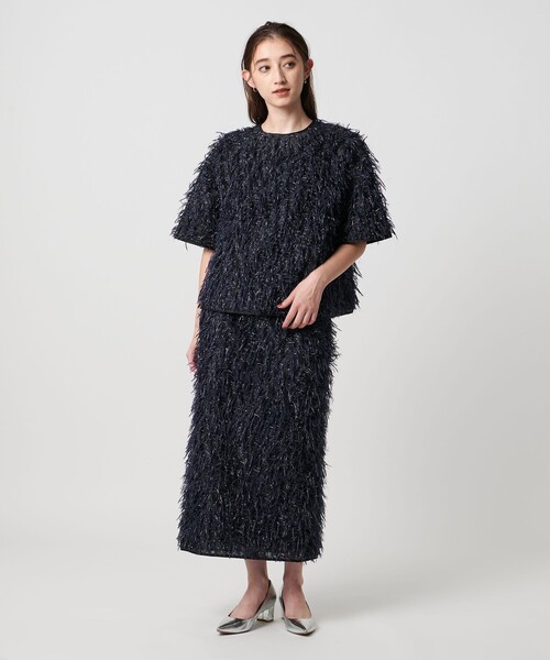 UNITED ARROWS(ユナイテッドアローズ)の「ヘアリー ラメ カットジャガード タイト スカート(スカート・レディース・ブラック/ネイビー・36/38)」の8枚目の写真