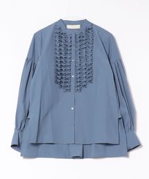 EIMY ISTOIRE ベルベットリボンロゴシャツ ブルー セール】ベルベットリボンロゴシャツ（シャツ/ブラウス）｜EIMY