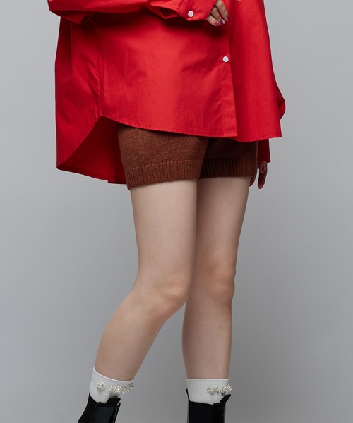 Narcissus(ナルシス)の「リブニットショートパンツ(その他パンツ・レディース・ブラック/ブラウン・FREE)」の5枚目の写真