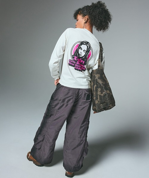 X-girl(エックスガール)の「THE X-GIRL IS NUMBER ONE TOTE BAG(トートバッグ・レディース・ブラック/カモフラージュ・ONE SIZE)」の10枚目の写真