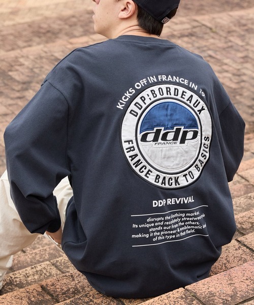 ddp（ディーディーピー）の「DDP/ディーディーピー 別注 サークルロゴ刺繍 ヘビーウェイト ビッグシルエットロンT（Tシャツ/カットソー・メンズ・ブラック系/チャコール/ネイビー/ブラウン/ホワイト系/ブラック/オフホワイト・L/M）」の7枚目の写真