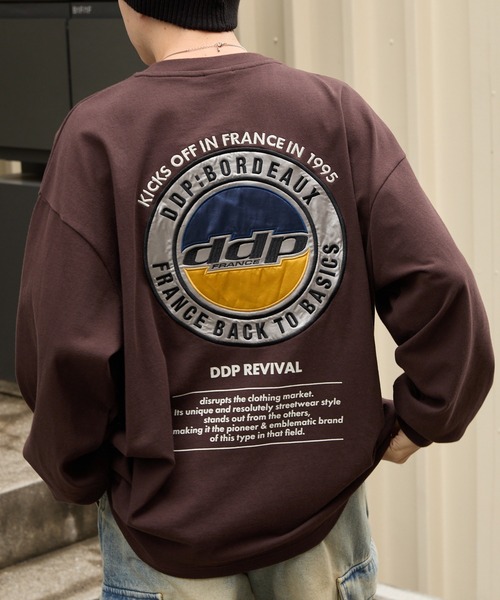 ddp（ディーディーピー）の「DDP/ディーディーピー 別注 サークルロゴ刺繍 ヘビーウェイト ビッグシルエットロンT（Tシャツ/カットソー・メンズ・ブラック系/チャコール/ネイビー/ブラウン/ホワイト系/ブラック/オフホワイト・L/M）」の6枚目の写真