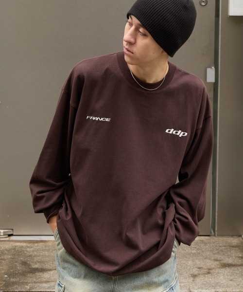 ddp（ディーディーピー）の「DDP/ディーディーピー 別注 サークルロゴ刺繍 ヘビーウェイト ビッグシルエットロンT（Tシャツ/カットソー・メンズ・ブラック系/チャコール/ネイビー/ブラウン/ホワイト系/ブラック/オフホワイト・L/M）」の8枚目の写真