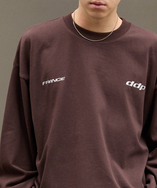 ddp（ディーディーピー）の「DDP/ディーディーピー 別注 サークルロゴ刺繍 ヘビーウェイト ビッグシルエットロンT（Tシャツ/カットソー・メンズ・ブラック系/チャコール/ネイビー/ブラウン/ホワイト系/ブラック/オフホワイト・L/M）」の10枚目の写真