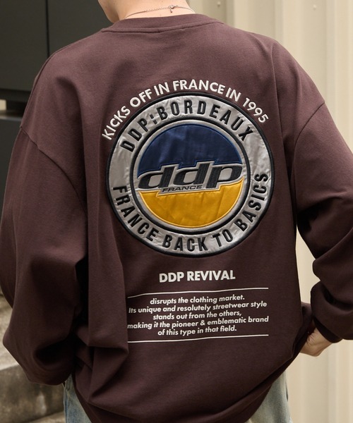 ddp（ディーディーピー）の「DDP/ディーディーピー 別注 サークルロゴ刺繍 ヘビーウェイト ビッグシルエットロンT（Tシャツ/カットソー・メンズ・ブラック系/チャコール/ネイビー/ブラウン/ホワイト系/ブラック/オフホワイト・L/M）」の11枚目の写真