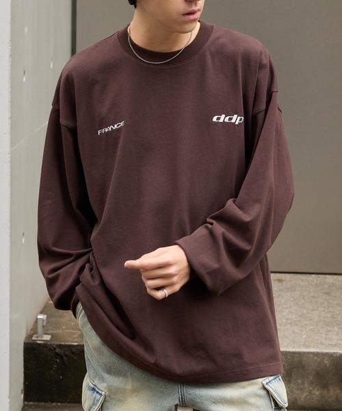 ddp（ディーディーピー）の「DDP/ディーディーピー 別注 サークルロゴ刺繍 ヘビーウェイト ビッグシルエットロンT（Tシャツ/カットソー・メンズ・ブラック系/チャコール/ネイビー/ブラウン/ホワイト系/ブラック/オフホワイト・L/M）」の12枚目の写真