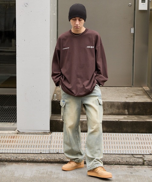 ddp（ディーディーピー）の「DDP/ディーディーピー 別注 サークルロゴ刺繍 ヘビーウェイト ビッグシルエットロンT（Tシャツ/カットソー・メンズ・ブラック系/チャコール/ネイビー/ブラウン/ホワイト系/ブラック/オフホワイト・L/M）」の14枚目の写真