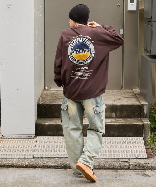 ddp（ディーディーピー）の「DDP/ディーディーピー 別注 サークルロゴ刺繍 ヘビーウェイト ビッグシルエットロンT（Tシャツ/カットソー・メンズ・ブラック系/チャコール/ネイビー/ブラウン/ホワイト系/ブラック/オフホワイト・L/M）」の15枚目の写真