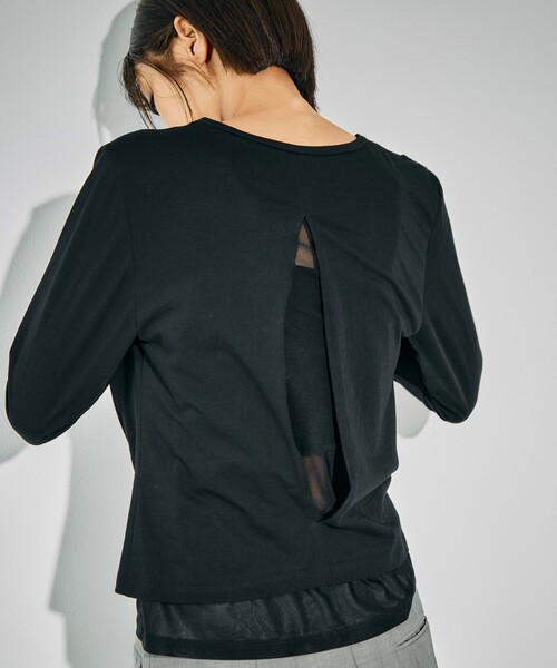 UNITED TOKYO（ユナイテッドトウキョウ）の「スラッシュレイヤーT｜ウォッシャブル/レイヤードトップス/シアートップス/ロンT/冬服（Tシャツ/カットソー・レディース・ライトブルー/ブラック/ホワイト・FREE）」の12枚目の写真