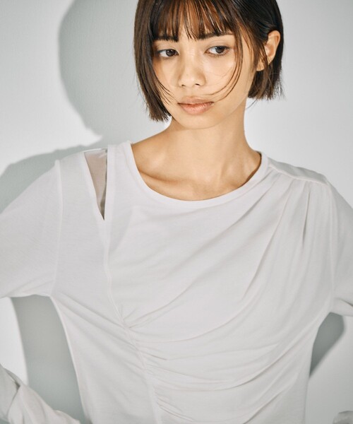 スラッシュレイヤーT｜ウォッシャブル/レイヤードトップス/シアー