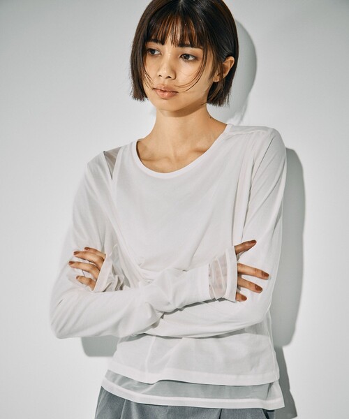 スラッシュレイヤーT｜ウォッシャブル/レイヤードトップス/シアー