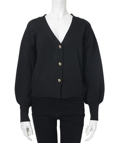 fifth(フィフス)の「ゴールドボタンVネックニットカーディガン(カーディガン/ボレロ・レディース・グレー/ブラック・M)」の3枚目の写真