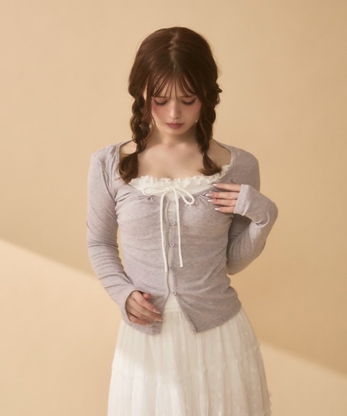 レイヤード風フリルギャザートップス（Tシャツ/カットソー）｜TITTY&CO