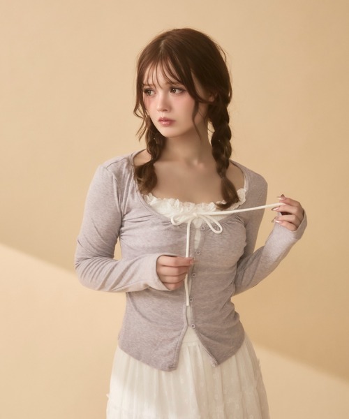 レイヤード風フリルギャザートップス（Tシャツ/カットソー）｜TITTY&CO