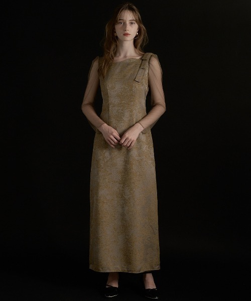 Shoulder ribbon jacquard dress/LE’RURE Shoulder ribbon jacquard dress（ドレス）｜LE'RURE（リルアー）の