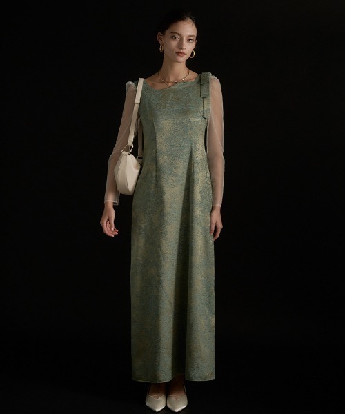 Shoulder ribbon jacquard dress（ドレス）｜LE'RURE（リルアー）の