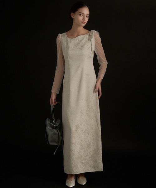 Shoulder ribbon jacquard dress（ドレス）｜LE'RURE（リルアー）の