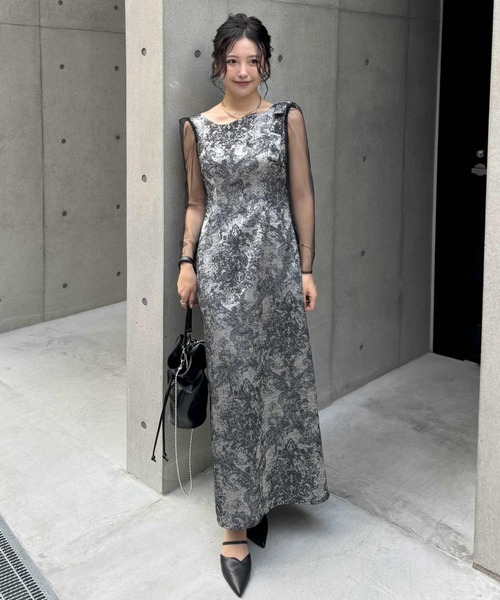 Shoulder ribbon jacquard dress（ドレス）｜LE'RURE（リルアー）の