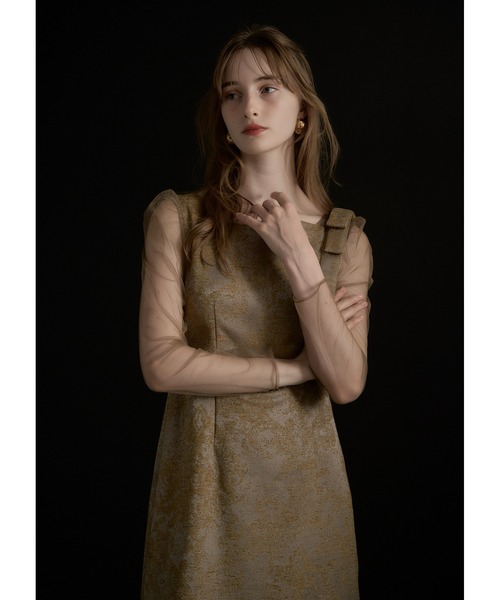 LE'RURE（リルアー）の「Shoulder ribbon jacquard dress（ドレス
