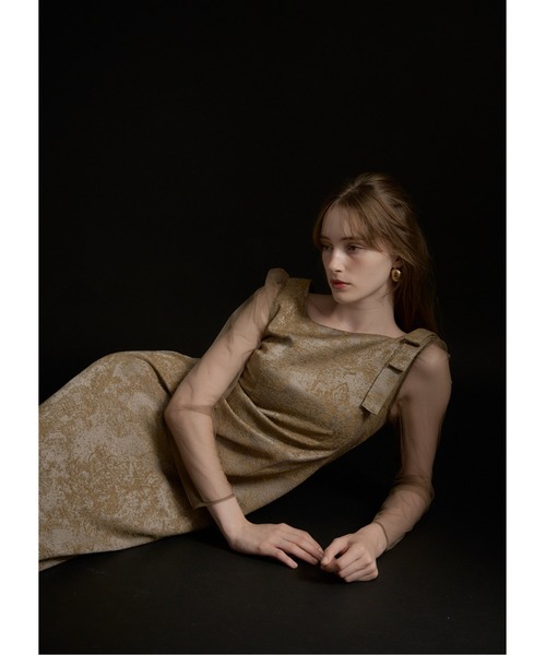 shoulder ribbon jacquard dress LE’RURE Shoulder ribbon jacquard dressのドレス|Dorry Doll / LE'RURE