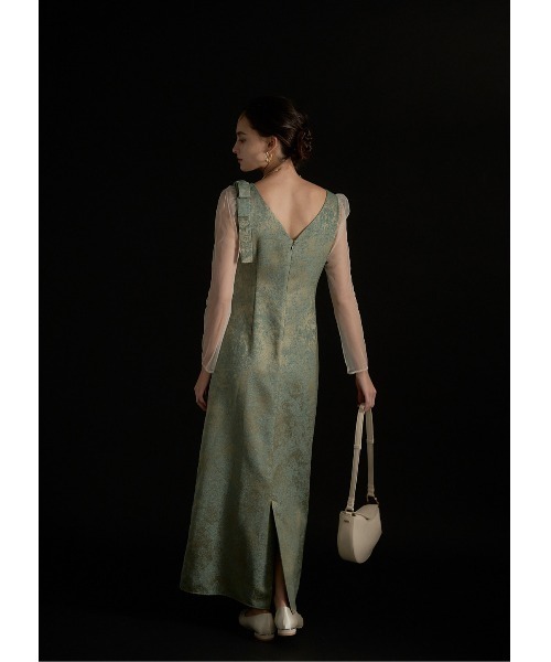 LE'RURE（リルアー）の「Shoulder ribbon jacquard dress（ドレス