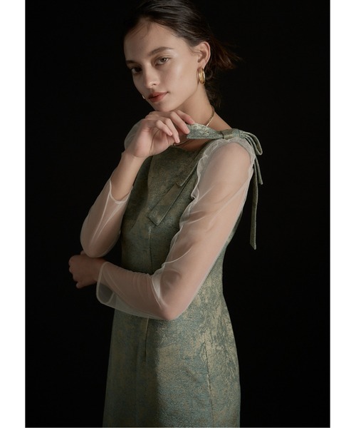 LE'RURE（リルアー）の「Shoulder ribbon jacquard dress（ドレス