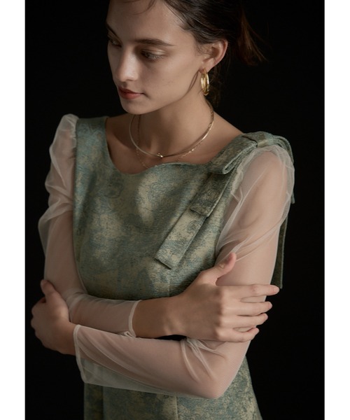 LE'RURE（リルアー）の「Shoulder ribbon jacquard dress（ドレス