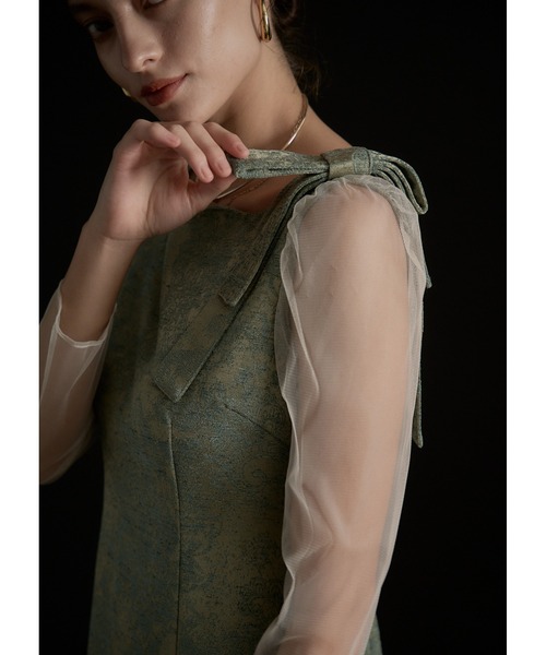 Shoulder ribbon jacquard dress（ドレス）｜LE'RURE（リルアー）の