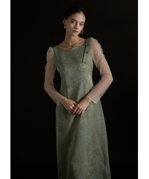 スーツ・フォーマル・ドレス LERURE Shoulder ribbon jacquard dress Shoulder ribbon jacquard dress（ドレス）｜LE'RURE（リルアー）の